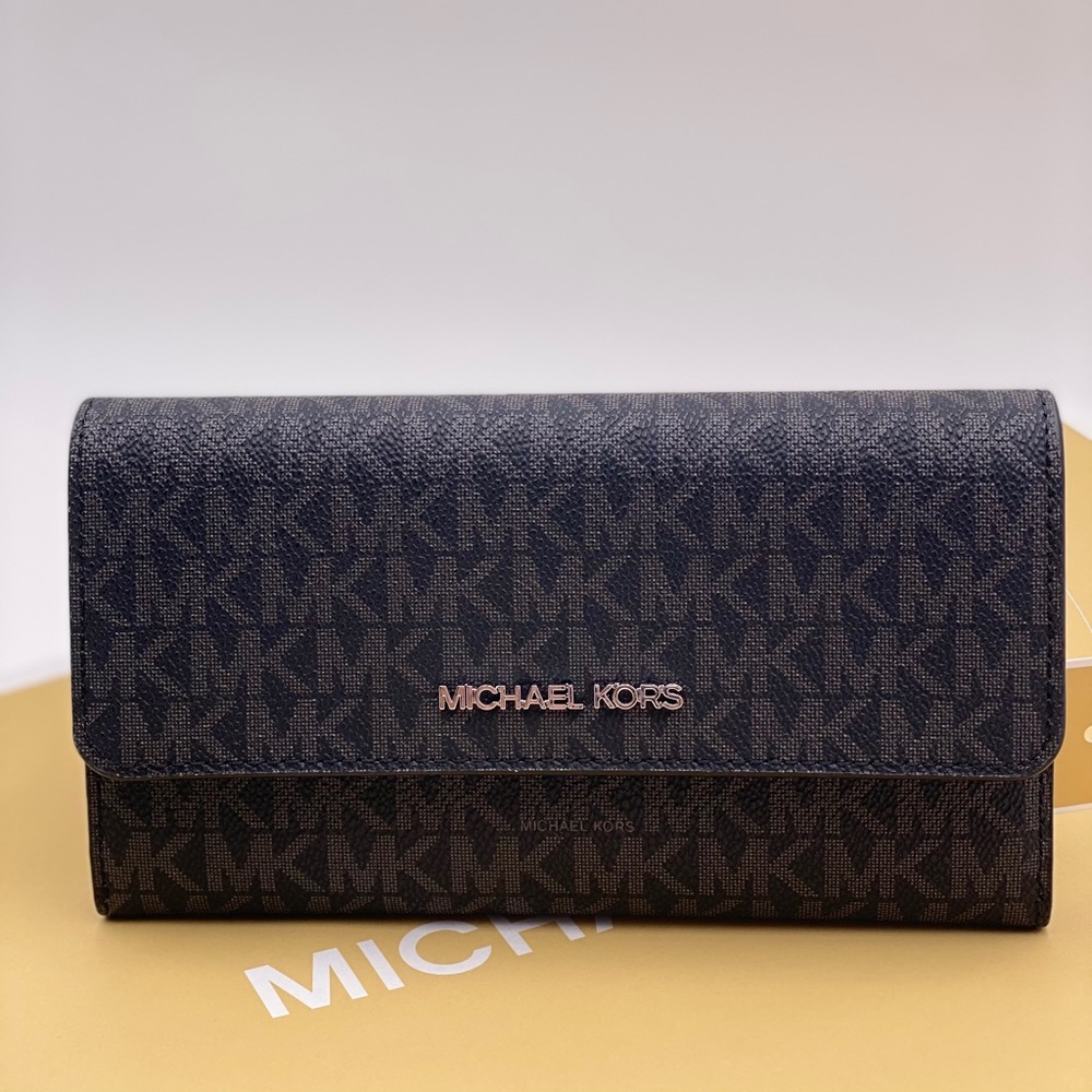 Michael Kors Jet Set Travel Trifold Wallet Black - Picture 2 of 11